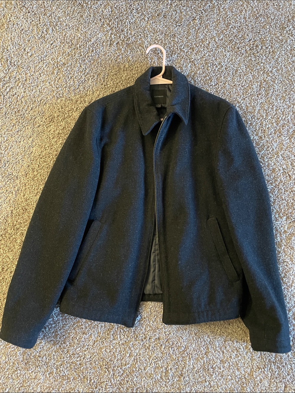 Express Black Wool-Blend Pea Coat